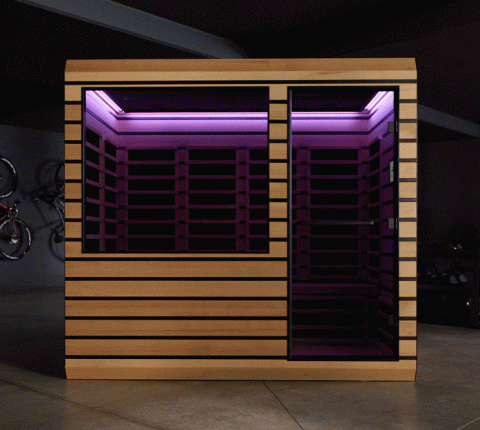 Traditional sauna meets new-era technology and premium feel. Nyssa. #colourtherapy #infraredsauna  